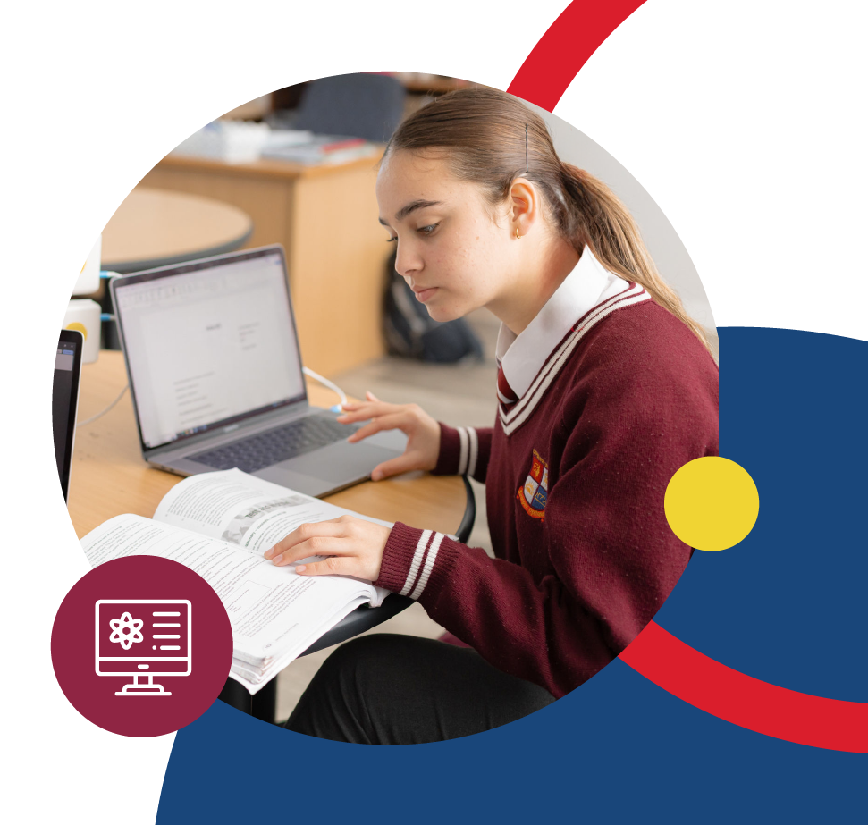 A Riverside College High school learner completing their school work in the Apple Macbook centre